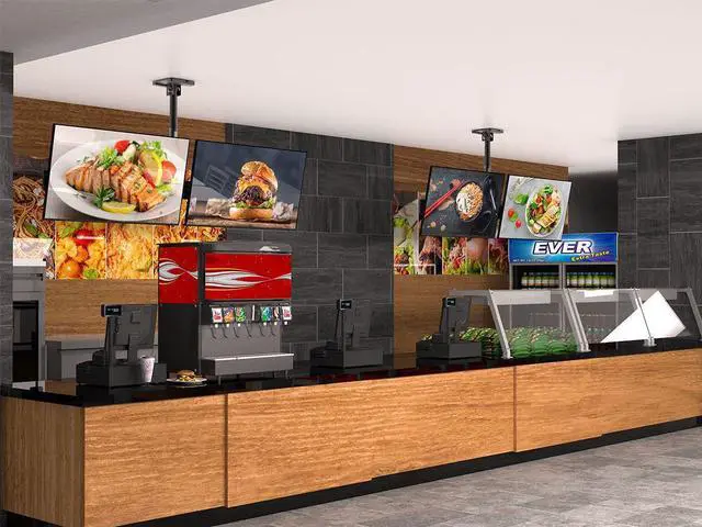 Alt view image 6 of 20 - Monoprice Commercial Series 2x1 Panel Menu Board Adjustable Tilt Ceiling TV Mount for Displays Between 32in and 65in, Max Weight 66 lbs. ea., VESA Patterns up to 600x400 (39662)