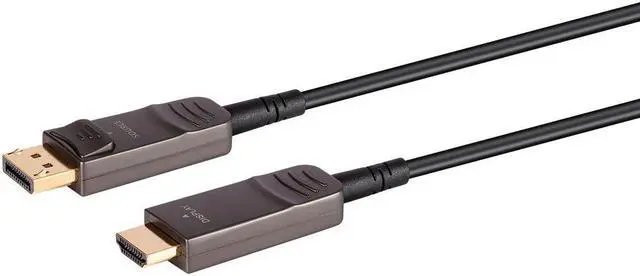 Alt view image 2 of 13 - Monoprice DisplayPort to HDTV Cable - 50 Feet, 4K@60Hz, AOC, Transmits Up To 100 Feet, Ultra Slim Design, Dynamic HDR - SlimRun AV Series