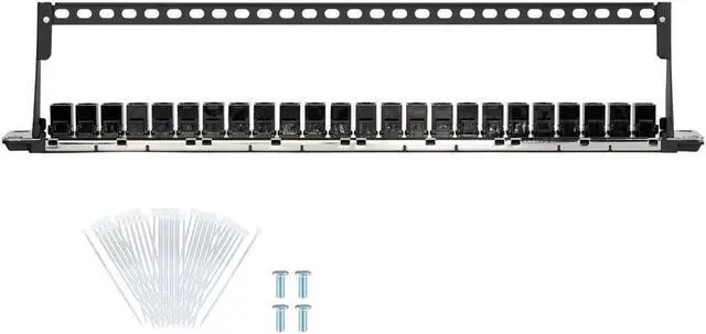 Alt view image 3 of 15 - Monoprice Cat6 1U Patch Panel - 19in, With Loaded Removable Keystone Jacks, 24 Ports Gigabit Ethernet, Dual Type IDC keystones