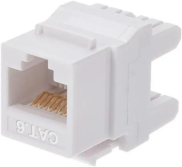 Main image of Monoprice Cat6 Punch Down Short Body 180-Degree Keystone Jack for 22-24AWG Solid Wire, White