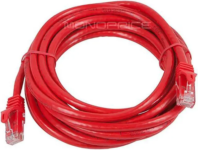 Alt view image 3 of 5 - Monoprice Cat6 Ethernet Patch Cable - 14 Feet - Red | Network Internet Cord - RJ45, Stranded, 550Mhz, UTP, Pure Bare Copper Wire, 24AWG - Flexboot Series