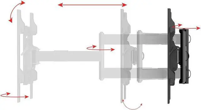 Alt view image 3 of 20 - Monoprice Portrait and Landscape 360 Full-Motion Articulating TV Wall Mount for TVs 40in to 75in, Weight Capacity 110 lbs, Extension 3.3in to 31.5in