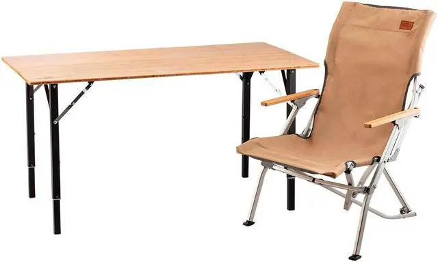 Alt view image 6 of 6 - Monoprice Bamboo Folding Table With Aluminum Legs, 176 lbs Load Capacity, Large Surface Area, Durable Materials - Pure Outdoor Collection