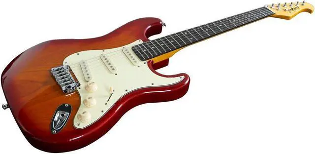 Alt view image 5 of 6 - Monoprice Cali DLX Plus Solid Ash Electric Guitar - Cherry Burst, With Gig Bag, Ash Body, Maple Neck, Professionally Set-up in the US - Indio Series