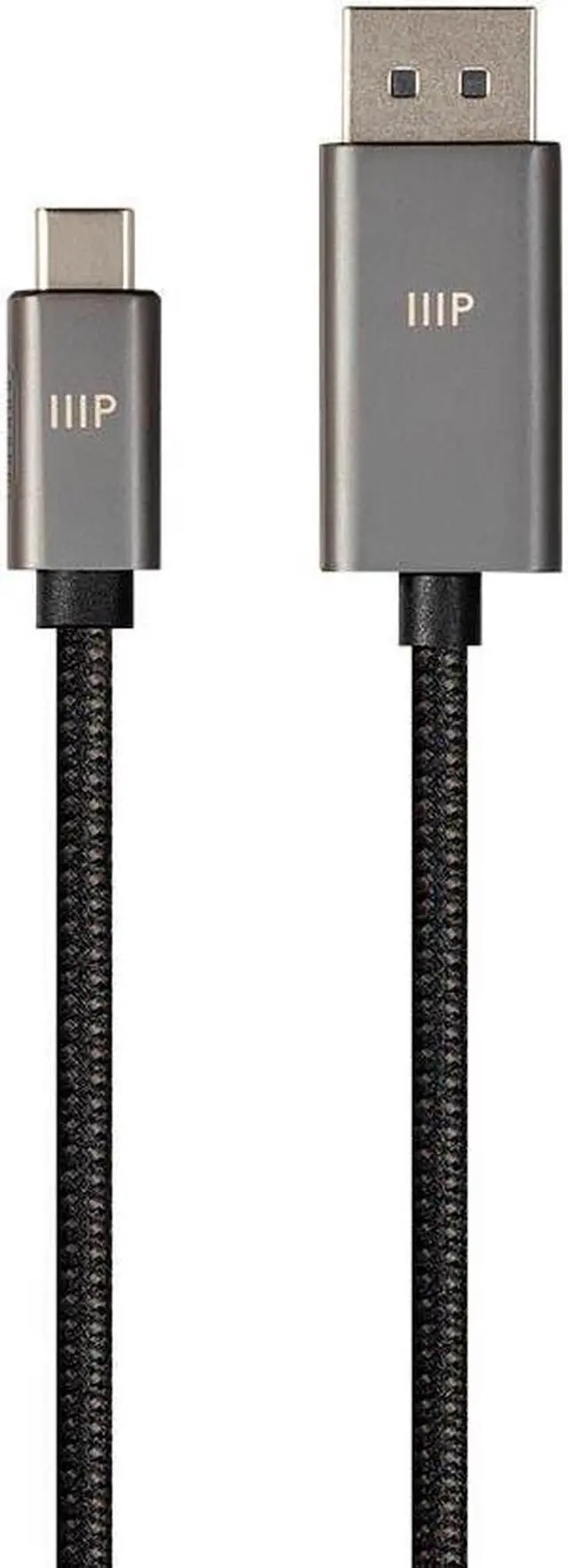 Alt view image 3 of 8 - Monoprice Bidirectional USB Type-C to DisplayPort Cable - 6 Feet - Black | 4K@60Hz, Easy Plug and Play, Nylon-Braided Jacket