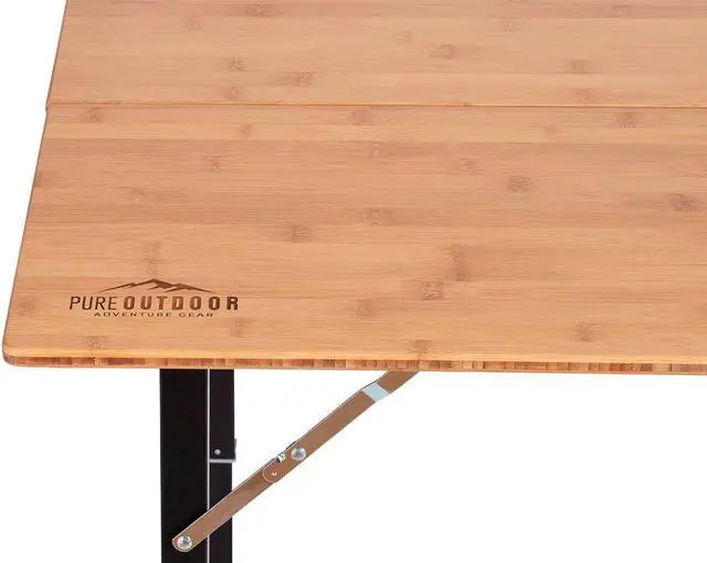 Alt view image 3 of 6 - Monoprice Bamboo Folding Table With Aluminum Legs, 176 lbs Load Capacity, Large Surface Area, Durable Materials - Pure Outdoor Collection