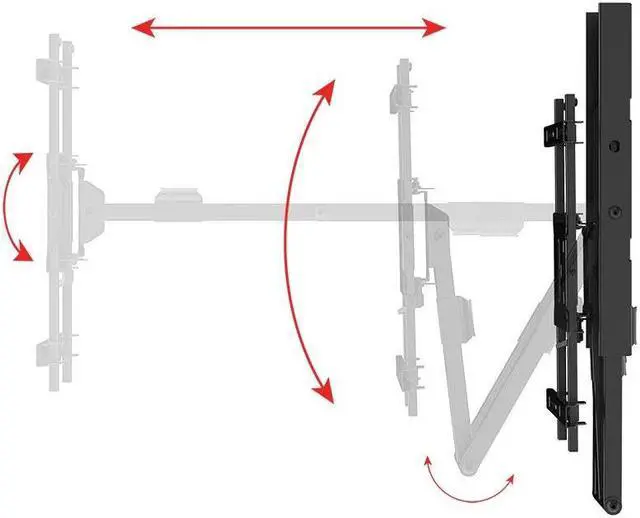 Alt view image 5 of 20 - Monoprice Portrait and Landscape 360 Full-Motion Articulating TV Wall Mount for TVs 40in to 75in, Weight Capacity 110 lbs, Extension 3.3in to 31.5in