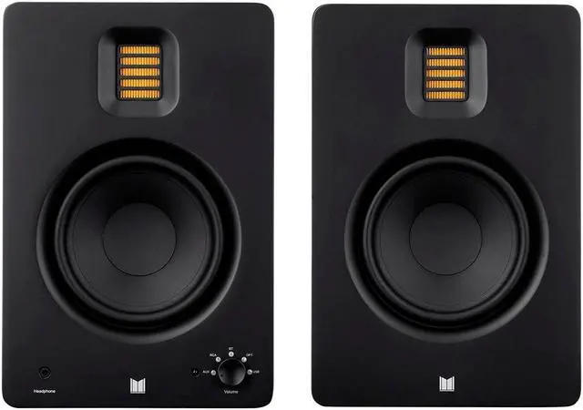 Alt view image 4 of 5 - Monoprice Monolith MM-5R Powered Multimedia Speakers Ribbon Tweeter - Black (Pair) With Bluetooth with aptX HD, USB DAC, Optical Inputs, Subwoofer Output