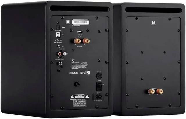 Alt view image 2 of 5 - Monoprice Monolith MM-5R Powered Multimedia Speakers Ribbon Tweeter - Black (Pair) With Bluetooth with aptX HD, USB DAC, Optical Inputs, Subwoofer Output