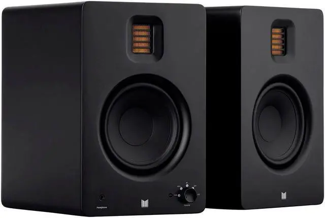 Main image of Monoprice Monolith MM-5R Powered Multimedia Speakers Ribbon Tweeter - Black (Pair) With Bluetooth with aptX HD, USB DAC, Optical Inputs, Subwoofer Output