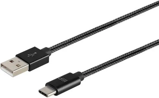 Alt view image 2 of 7 - Monoprice Nylon Braided USB C to USB A 2.0 Cable - 6 Feet - Black | Type C, Fast Charging, Compatible With Samsung Galaxy S10/ Note 8, LG V20 and More - Palette Series