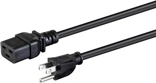Main image of Monoprice Heavy Duty Computer Power Cord - 15 Feet - Black | NEMA 5-15P to IEC 60320 C19, 14AWG, 15A, SJT, 125V, For Powering Computers, Servers