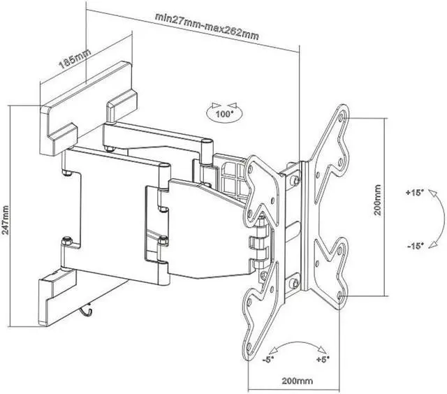 Alt view image 4 of 11 - Monoprice Ultra Low-Profile Full Motion TV Wall Mount For 40" To 75" TVs up to 110lbs, Max VESA 400x400, Works with Concrete, Brick, and Wooden Studs
