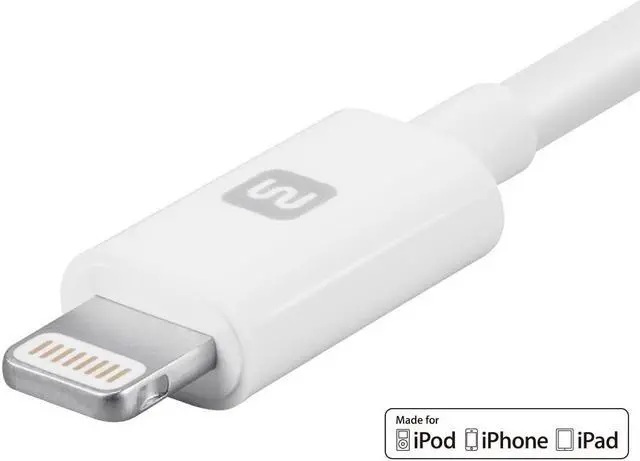 Alt view image 6 of 7 - Monoprice Apple MFi Certified Lightning to USB Charge & Sync Cable - 6 Feet - White | iPhone X, 8, 8 Plus, 7, 7 Plus, 6, 6 Plus, 5S - Select Series