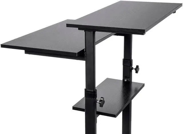 Alt view image 4 of 16 - Monoprice Height Adjustable PC Workstation Cart for Sit-Stand