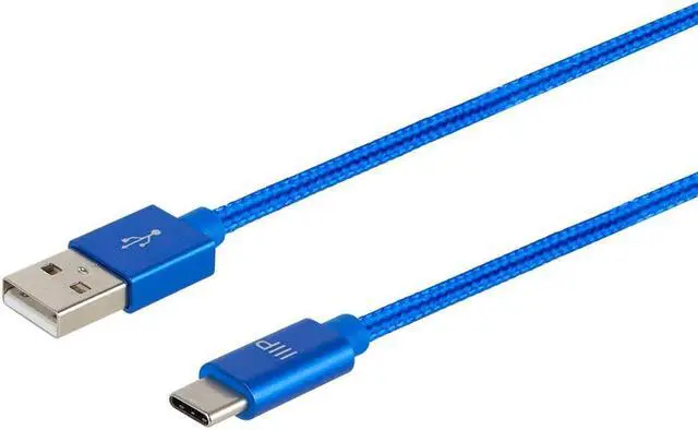 Alt view image 2 of 3 - Monoprice Nylon Braided USB C to USB A 2.0 Cable - 10 Feet - Blue | Type C, Fast Charging, Compatible With Samsung Galaxy S10 / Note 8, LG V20 and More - Palette Series