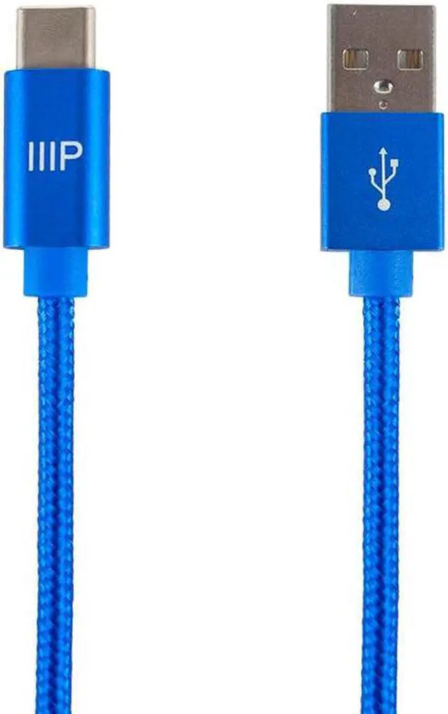 Main image of Monoprice Nylon Braided USB C to USB A 2.0 Cable - 10 Feet - Blue | Type C, Fast Charging, Compatible With Samsung Galaxy S10 / Note 8, LG V20 and More - Palette Series
