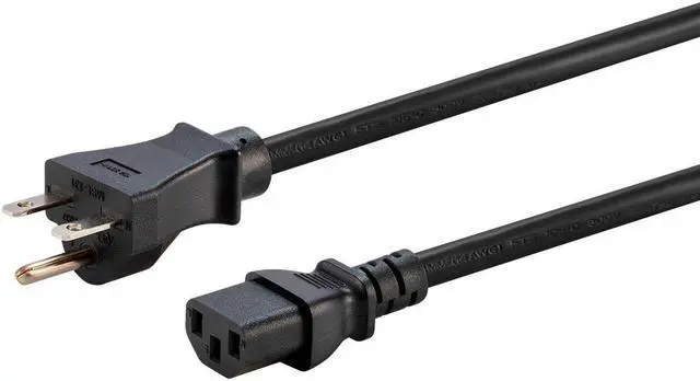 Alt view image 2 of 6 - Monoprice Heavy Duty Power Cord - 6 Feet - Black | NEMA 6-15P to IEC 60320 C13, 14AWG, 15A, SJT, 125V, For Powering Computers, Printers, Scanners