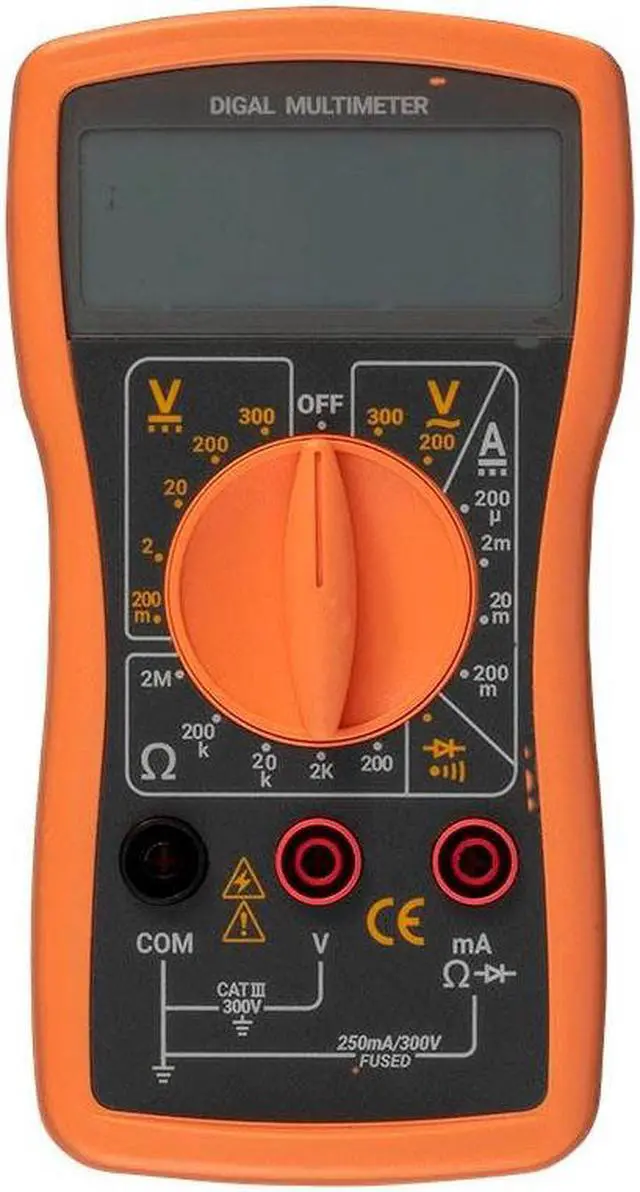 Main image of Digital Multimeter For Testing Voltage, Current, Resistance, and Diodes, DC Voltage Range Scales: 300V, 200V, and 20V
