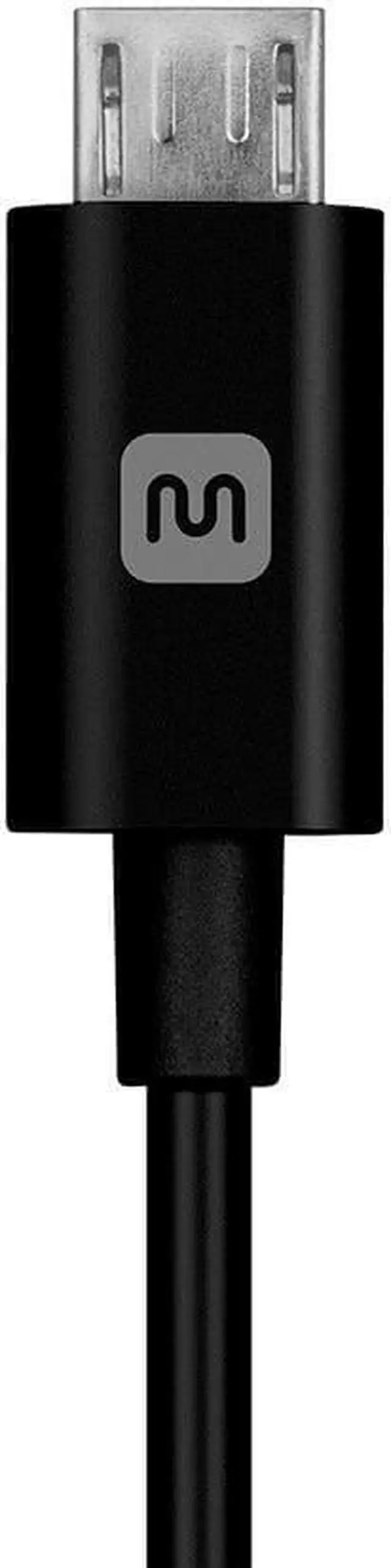 Alt view image 4 of 13 - Monoprice USB-A to Micro B Cable - 6 Feet - Black, Polycarbonate Connector Heads, 2.4A, 22/30AWG - Select Series