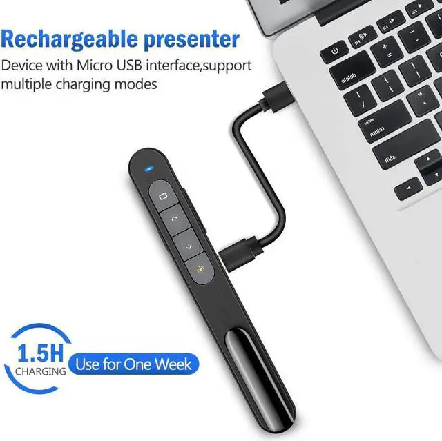 Alt view image 3 of 7 - Rechargeable Presentation Clicker 100FT Wireless Presenter Remote Hyperlink Volume Control PowerPoint Clicker Presentation Remote 2.4GHz USB Presentation Clicker for Mac Laptop Computer11
