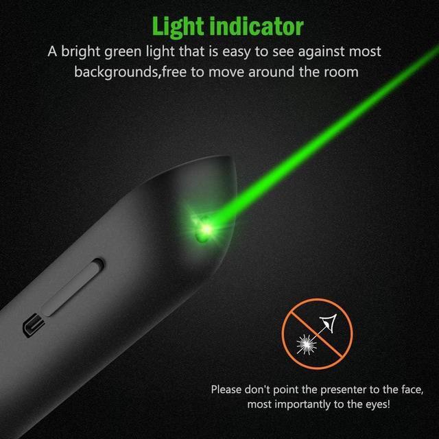 Alt view image 4 of 7 - USB Rechargeable RF 2.4 GHz Green Light Presentation Remote Powerpoint Clicker Wireless Presenter Presentation Clicker Slide Advancer for Mac/Keynote/PC/PPT