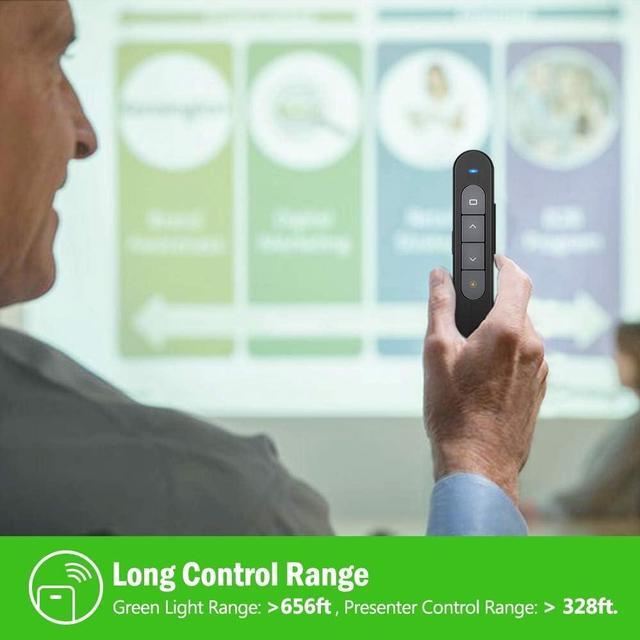 Alt view image 6 of 7 - USB Rechargeable RF 2.4 GHz Green Light Presentation Remote Powerpoint Clicker Wireless Presenter Presentation Clicker Slide Advancer for Mac/Keynote/PC/PPT