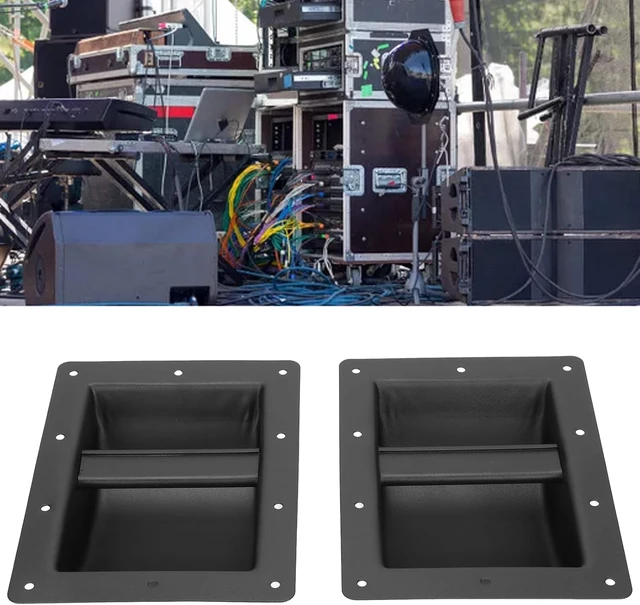 Alt view image 5 of 7 - 2Pcs Cabinet Speaker Handles, Speaker Handles, Black Metal Recessed Handles for Speakers, Stage Audios, 6.4 * 8.7
