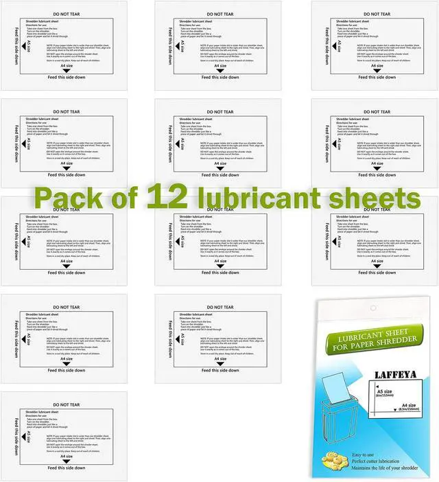 Alt view image 6 of 6 - laffeya Shredder Lubricant Sheets, 12 Paper Shredder Sharpening & Cleaning | Shredder lubricant sheet clean, sharpen & lubricate blades. Prevents jams, reduces static. Easy usejust feed & shred