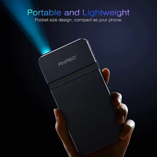 Alt view image 2 of 6 - AKASO Mini Projector, Pocket-Sized DLP Portable Projector, 1080P Cookie Projector , Support HDMI WiFi Built-in Rechargeable Battery Stereo Speakers and Remote Control Movie Projector