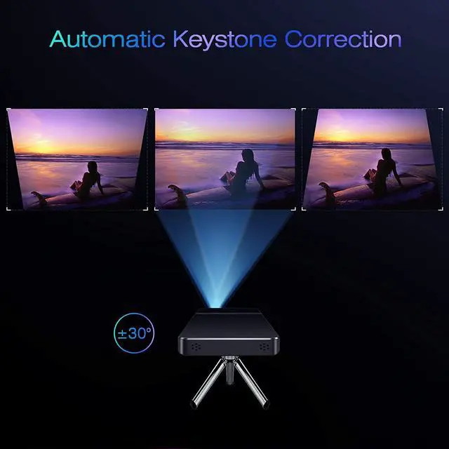 Alt view image 3 of 6 - AKASO Mini Projector, Pocket-Sized DLP Portable Projector, 1080P Cookie Projector , Support HDMI WiFi Built-in Rechargeable Battery Stereo Speakers and Remote Control Movie Projector