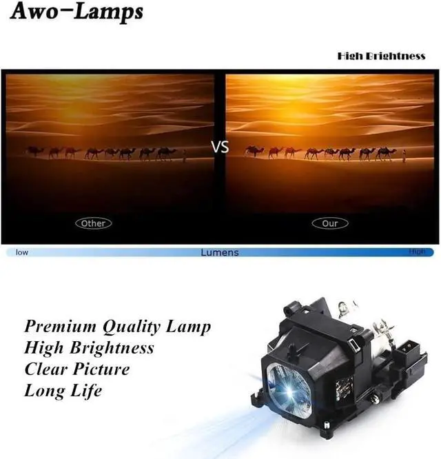 Alt view image 4 of 7 - AWO Original NSHA230W Lamp Bulb for 23040047 / ELMP24 with Housing for Eiki LC-WAU200,LC-WAU210,LC-WNS3200,LC-XNS3100,LC-XNS2600 Projectors
