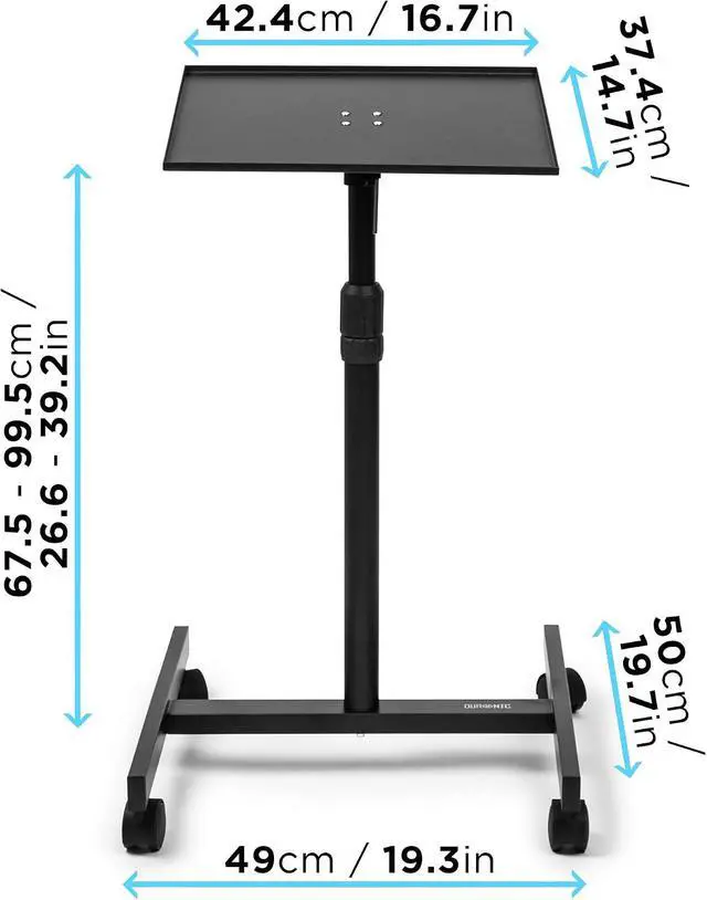 Alt view image 3 of 7 - Duronic Table Stand WPS20 Adjustable Height Floor Projector/Laptop Stand with Wheels