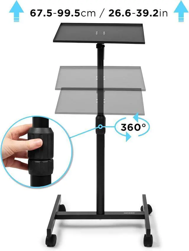 Alt view image 6 of 7 - Duronic Table Stand WPS20 Adjustable Height Floor Projector/Laptop Stand with Wheels