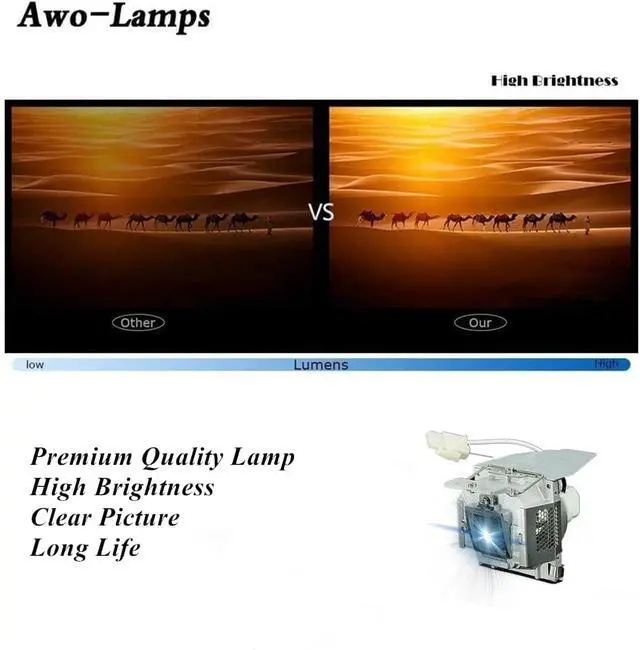 Alt view image 5 of 6 - AWO 5J.J0A05.001 Premium Replacement Lamp with Housing for BenQ MP515,MP515P,MP515ST,MP525,MP526,MP576 Projectors