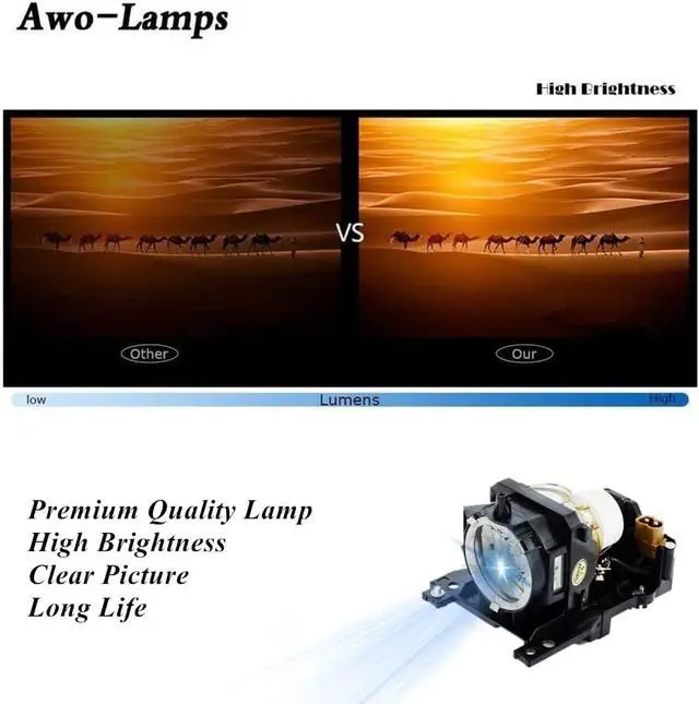 Alt view image 6 of 7 - AWO DT00911 / DT00841 / RLC-031 Replacement Lamp with Housing for HITACHI CP-WX400,CP-WX410,CP-X201,CP-X206,CP-X301,CP-X306,CP-X401,CP-X450,CP-X467,CP-ED-X31,CP-X33,CP-X200,CP-X205,CP-X300WF,CP-X305