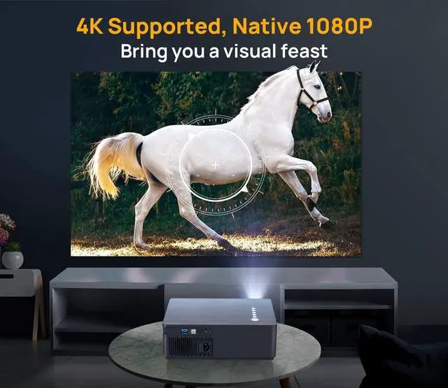Alt view image 2 of 7 - UUO 4K Projector,Native 1080P Projector for Outdoor Home,Movie Projector support 4K HD Video ±50° Digital Keystone & 300 Projection Area,Compatible with TV Stick,Laptop,PS5,X-Box,iOS Android