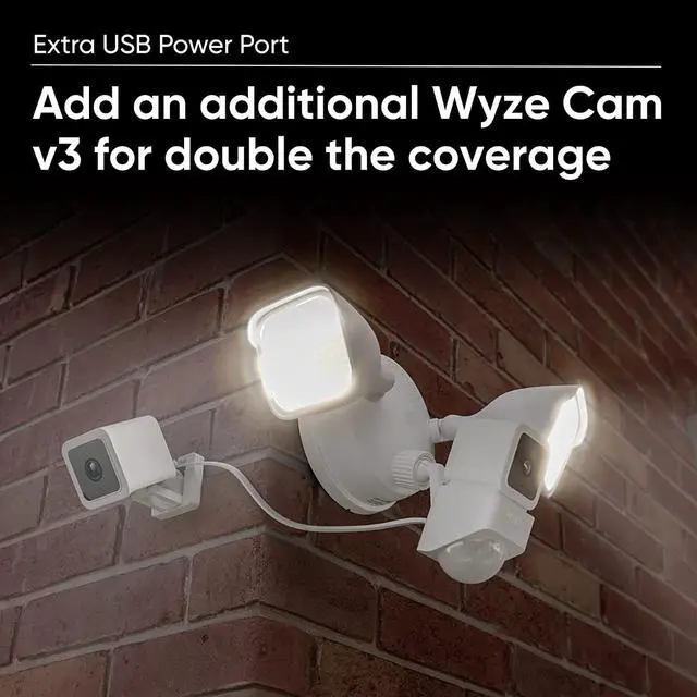 Alt view image 7 of 7 - Wyze Cam Floodlight with 2600 Lumen LEDs, Wired 1080p HD IP65 Outdoor Smart Security Camera, Color Night Vision, 270-Degree Customizable Motion Detection, 105dB Siren, and Two-Way Audio