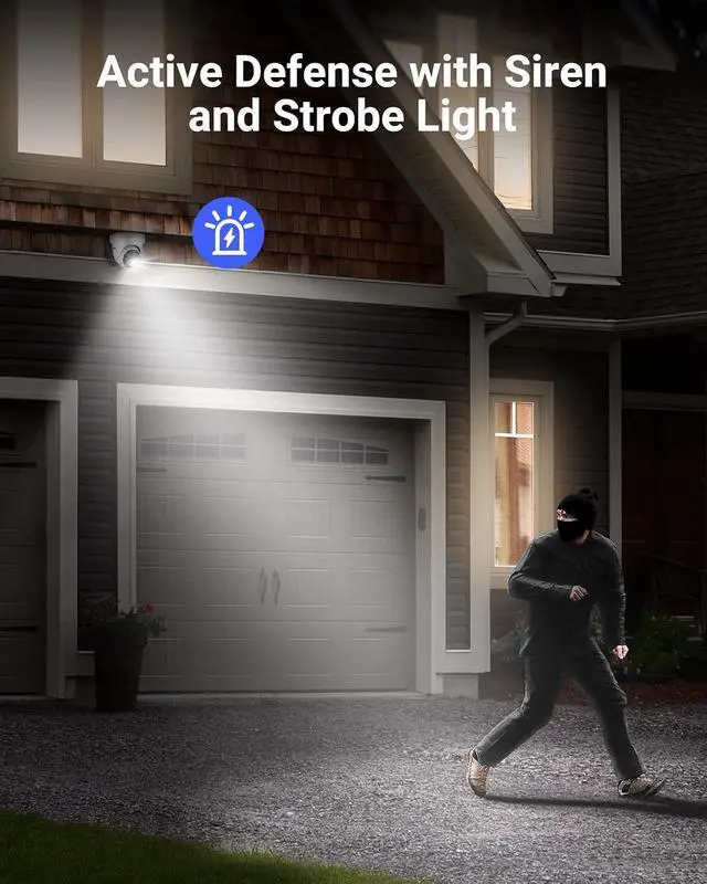 Alt view image 3 of 7 - ANNKE AC800 4K Turret POE Camera, Ultra HD Outdoor Security IP Camera with Strobe & Spotlight Alarms, Human/Vehicle Detection, Two-Way Audio, Compatible with Alexa, Up to 256GB MicroSD Card
