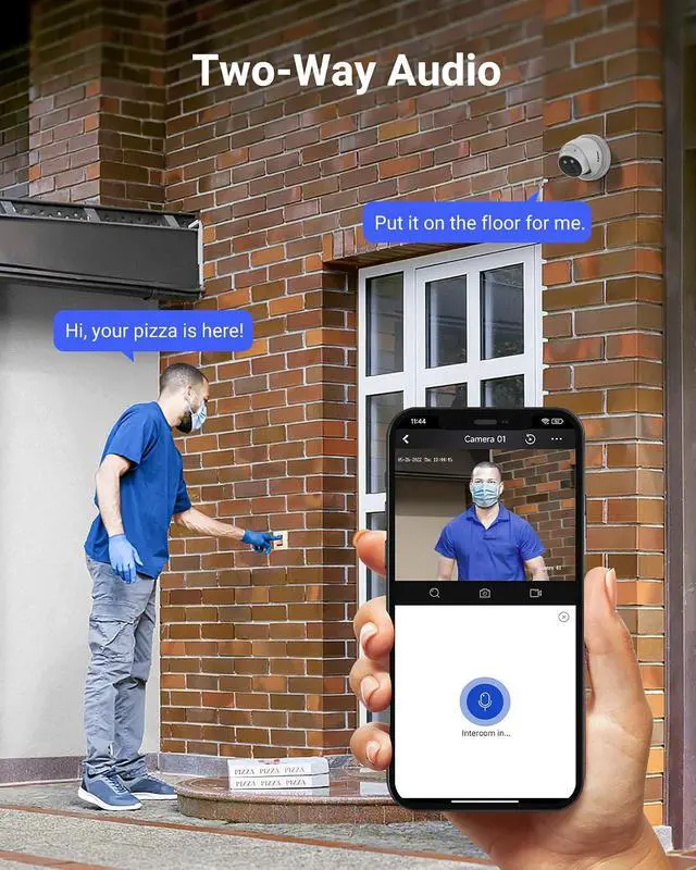 Alt view image 4 of 7 - ANNKE AC800 4K Turret POE Camera, Ultra HD Outdoor Security IP Camera with Strobe & Spotlight Alarms, Human/Vehicle Detection, Two-Way Audio, Compatible with Alexa, Up to 256GB MicroSD Card