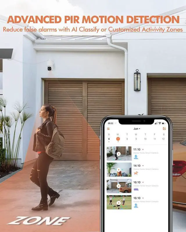 Alt view image 3 of 7 - Dzees Solar Security Cameras Wireless Outdoor, 2K Battery Powered Security Camera, 360° PTZ Camera with Spotlight, Siren, Color Night Vision, AI Dectection, IP66 for Home Security, 2.4GHz