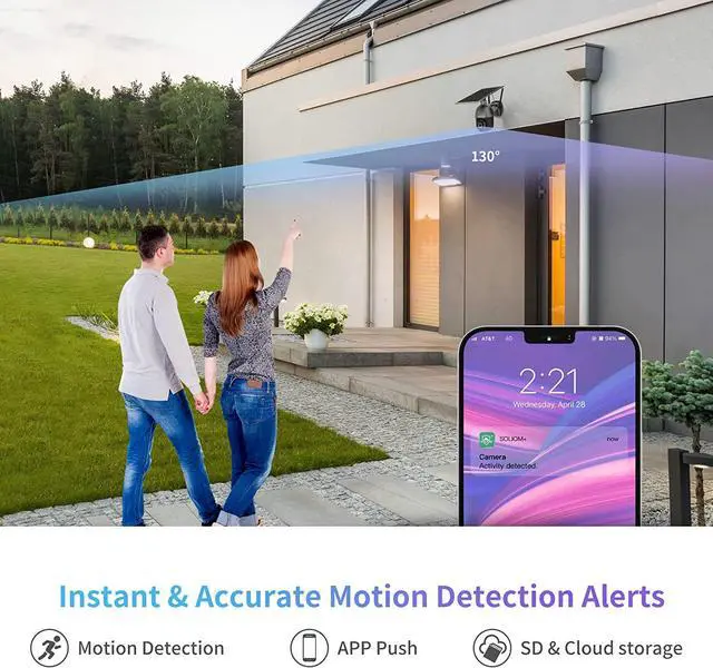 Alt view image 4 of 5 - SOLIOM S600 3G/4G LTE Outdoor Solar Powered Cellular Security Camera Wireless,Pan Tilt 360°View Spotlight,1080p Night Vision,2 Way Talk,PIR Motion Sensor,No WiFi, US Version