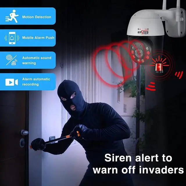 Alt view image 3 of 6 - ENSTER 2.4G/5G Security Camera Outdoor, 5Ghz WiFi Camera, PTZ IP Surveillance Camera for Home Security, Human Detection, Auto Tracking, Color Night Vision, 2-Way Audio, IP66 Waterproof