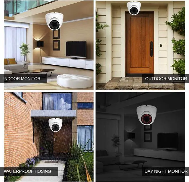 Alt view image 5 of 6 - Analog CCTV Camera HD 1080P 4-in-1 (TVI/AHD/CVI/CVBS) Security Dome Camera Outdoor, 2.8mm-12mm Manual Focus/Zoom Varifocal Lens, Weatherproof Metal Housing 36 IR-LEDs Day & Night Monitoring (White)