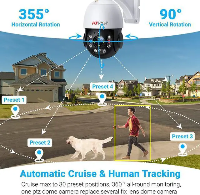 Alt view image 3 of 6 - PTZ Camera Outdoor, 30X Optical Zoom Security Camera, 5MP Wireless WiFi RTSP IP Camera, 1000FT Night Vision, Auto Tracking, Emergency Strobe Light Alarm, Human Detection, 2-Way Audio