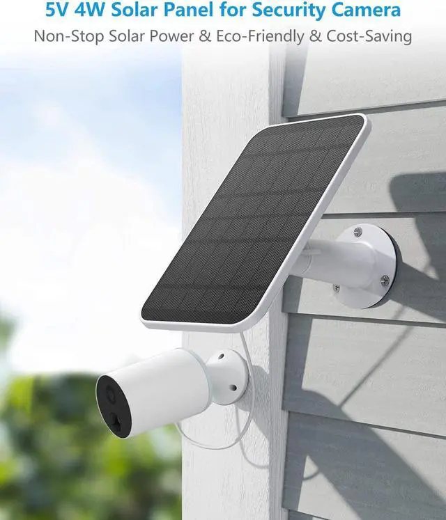Alt view image 2 of 7 - Solar Panel Charger Compatible with Eufycam 3/3C/2C/2C Pro/E40/E20/2/2 Pro/E/L20/L40/Solo/SoloCam Spotlight, 5W Solar Panel for Eufy Camera, Micro USB & USB-C Port, 9.8ft Cable, P65 Waterproof, 4 Pack