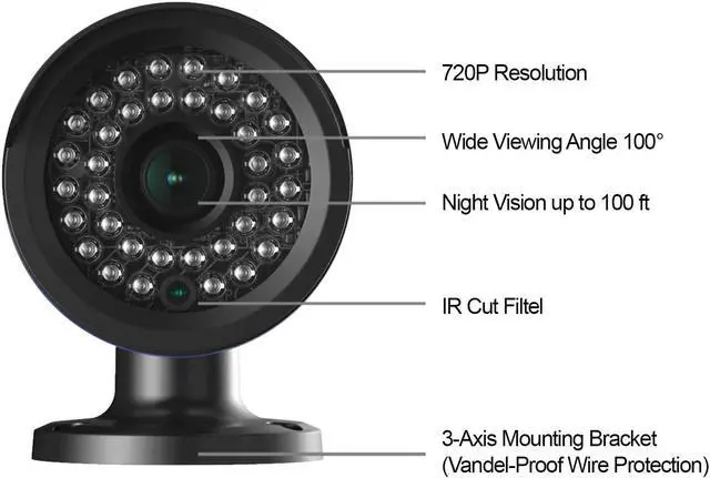 Alt view image 2 of 5 - 1 Pack Analog HD 720p Wired Bullet Camera (Black, Camera Only, Compatible with Night Owl DVRs Certified)