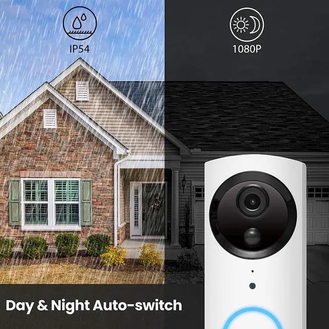 Alt view image 5 of 7 - WiFi Video Doorbell Camera, IP54 Waterproof Wireless Home Security Doorbell, 1080P HD & Two-Way Audio Battery Doorbell, Only Works with 2.4GHz WiFi