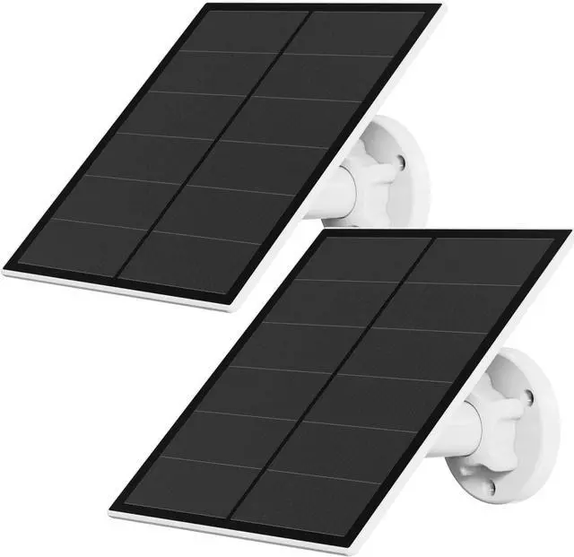 Main image of Solar Panel for Security Camera, 5W USB Solar Panel for Micro USB and USB-C Port Outdoor Rechargeable Battery Camera, Solar Panels with 9.8ft Cable, Adjustable Wall Mount, IP65 Waterproof, 2 Pack