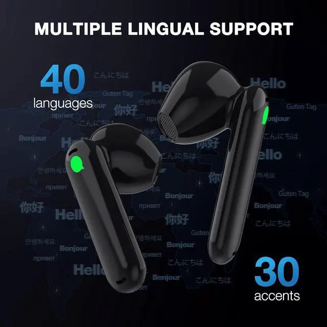 Alt view image 4 of 7 - Timekettle WT2 Edge/W3 Translator Device-Bidirection Simultaneous Translation, Translator Earbuds with 40 Languages, Online Version, Black Bundle with 1 Earbuds Cleaning Pen